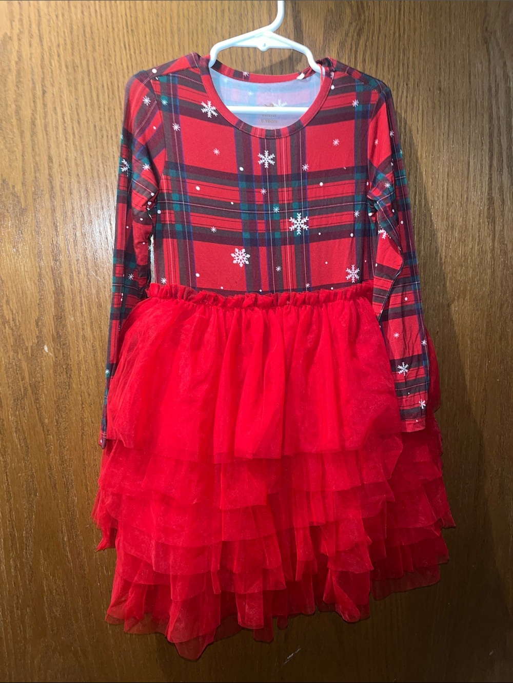 Red Plaid Tulle Girls' Holiday Dress